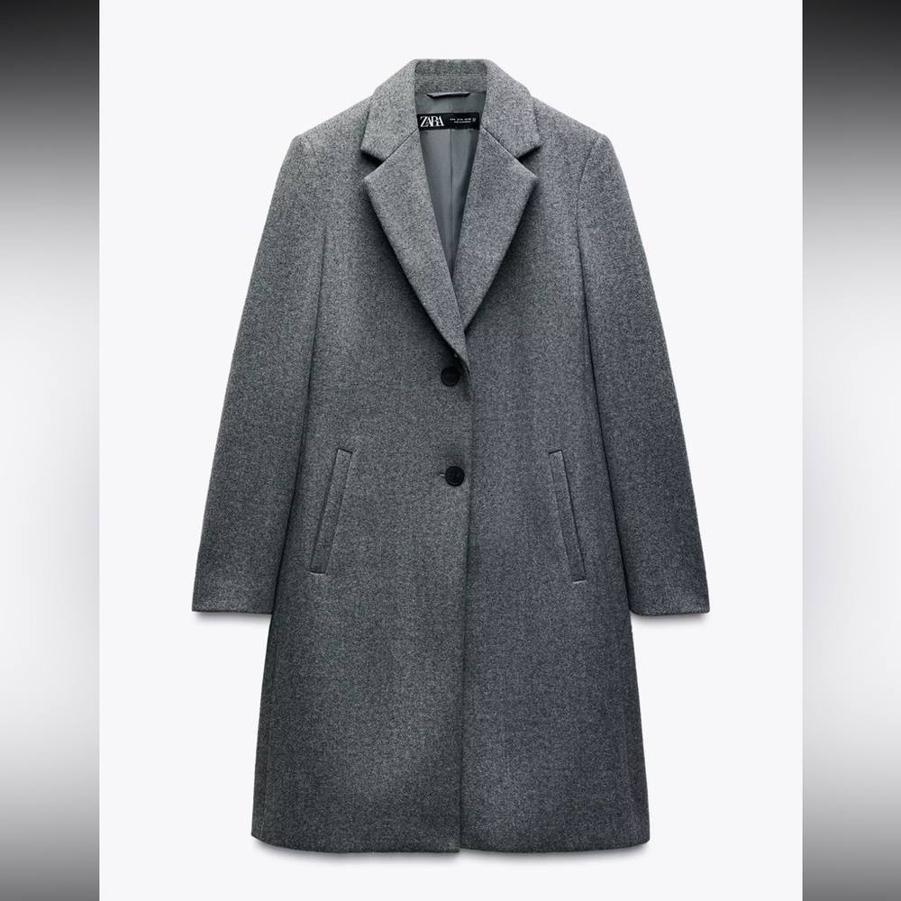 Zara Women's Gray Wool Soft Coat